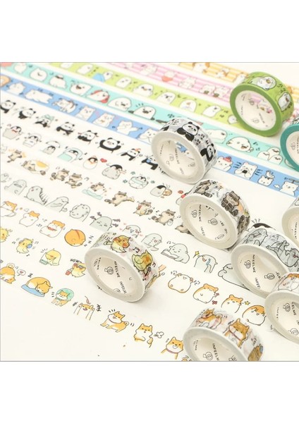 Köpek Stili Sevimli Hayvanlar Yuvarlak Hayvan Panda Penguen Rakun Kedi Washi Bant Yapışkan Bant Dıy Scrapbooking Sticker Etiket Maskeleme Bandı (Yurt Dışından)