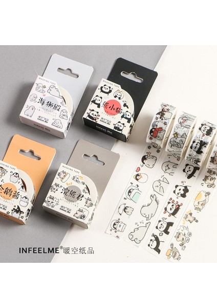 Köpek Stili Sevimli Hayvanlar Yuvarlak Hayvan Panda Penguen Rakun Kedi Washi Bant Yapışkan Bant Dıy Scrapbooking Sticker Etiket Maskeleme Bandı (Yurt Dışından) modelleri