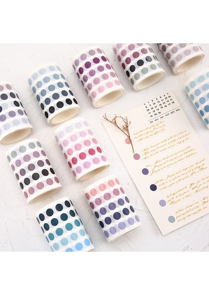 D Stili Temel Eleman Dekoratif Maskeleme Bandı Renkli Nokta Washi Bant Diy Scrapbooking Washi Etiket Etiket Japon Kırtasiye (Yurt Dışından)