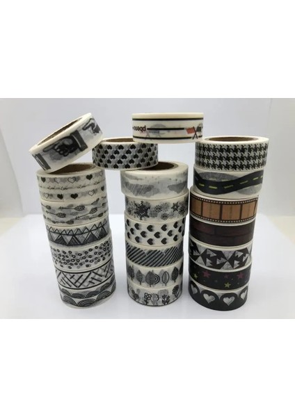 NO.2257 Tarzı S Beden Japon Jiataihe Washi Bant Siyah Dekoratif Çizgili, Bant Karalama Defteri Kağıt Maskeleme Etiket Seti Fotoğraf Albümü Washi Bant Seti (Yurt Dışından) fırsatları