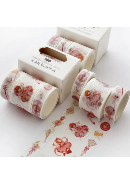 Sihirli Kız Stili Et Manzara Washi Bant Düz Renk Maskeleme Bandı Dekoratif Yapışkan Bant Sticker Scrapbooking Planlayıcısı Kırtasiye Tedarik (Yurt Dışından)