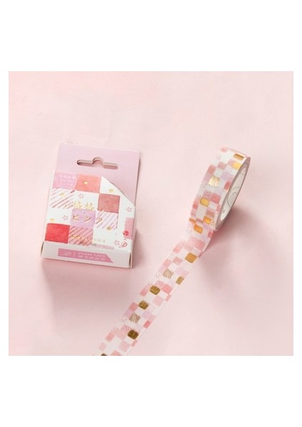 No.10 Tarzı Yeni Güzel Kiraz Çiçeği Yaldız Washi Bant Yapışkan Bant Dıy Scrapbooking Etiket Etiket Maskeleme Bandı (Yurt Dışından)