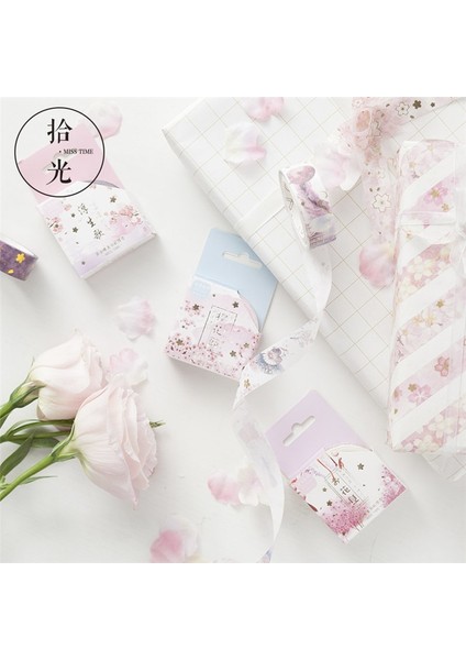 No.10 Tarzı Yeni Güzel Kiraz Çiçeği Yaldız Washi Bant Yapışkan Bant Dıy Scrapbooking Etiket Etiket Maskeleme Bandı (Yurt Dışından) fırsatları