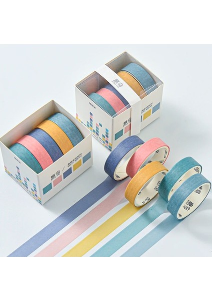 Şanslı Gün Stili Renkli Çizgi Doku Washi Bant Seti Yapışkan Maskeleme Kağıt Bant Dıy Ofis Kırtasiye Malzemeleri Dekorasyon Scrapbooking 5 Adet (Yurt Dışından)