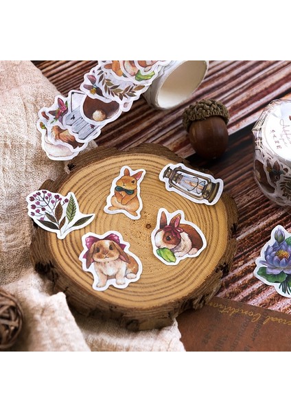 Bir Stil Washi Bant Sevimli Orman Hayvanları Kelebek Bitkiler Çıkartmalar Kendinden Yapışkanlı Küçük Çıkartmalar Günlük Scrapbooking Malzemeleri (Yurt Dışından)