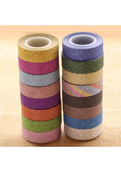 No.9 Tarzı 16 Renk Sıcak Satış 10M Glitter Washi Yapışkan Kağıt Maskeleme Yapışkan Bant Etiket Zanaat Dekoratif Diy (Yurt Dışından)