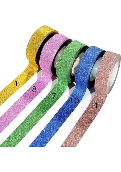 No.9 Tarzı 16 Renk Sıcak Satış 10M Glitter Washi Yapışkan Kağıt Maskeleme Yapışkan Bant Etiket Zanaat Dekoratif Diy (Yurt Dışından)
