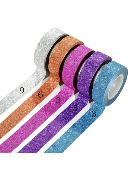 No.9 Tarzı 16 Renk Sıcak Satış 10M Glitter Washi Yapışkan Kağıt Maskeleme Yapışkan Bant Etiket Zanaat Dekoratif Diy (Yurt Dışından)