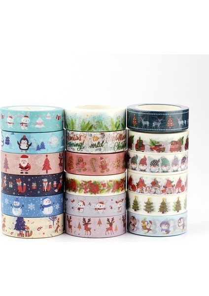 924 Stili Yeni M Dekor Noel Cüceleri Ökseotu Yaprakları Üzerindeki Kardinal Kuşlar Poinsettia Maskeleme Washi Bant Seti Sevimli Günlük Kırtasiye (Yurt Dışından) fiyatları