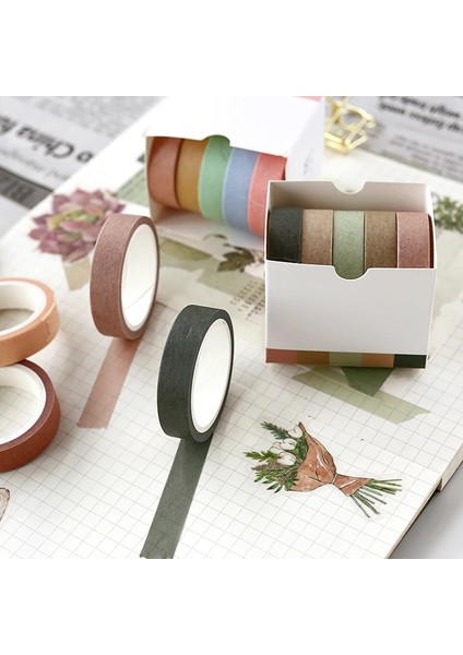 L Tarzı Journamm 5pcs * 5m Düz Renk Mermi Günlük Tutma Yapışkan Bantlar Scrapbooking Sticker Maskeleme Bantları Washi Bant Seti Kırtasiye Bantları (Yurt Dışından) indirimleri