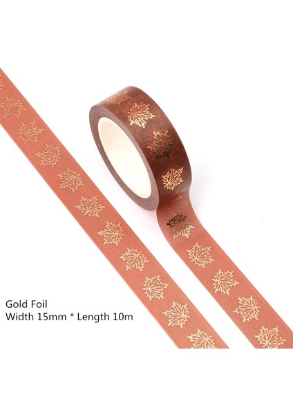 G302 Stili 1 Rulo 15MM ** 10M Altın Folyo Takı Denizyıldızı Yaprakları Akçaağaç Yaprağı Dekoratif Washi Bant Dıy Scrapbooking Maskeleme Bandı (Yurt Dışından)