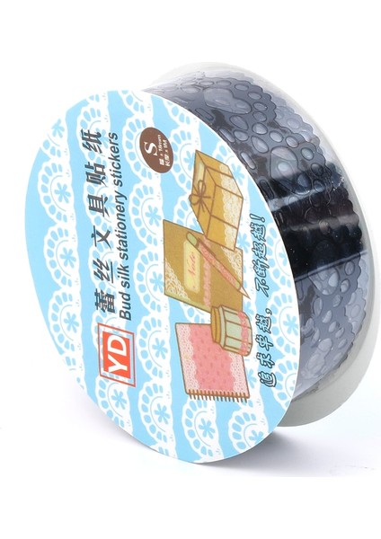 Siyah Stil mm Dıy Şeker Renk Washi Dantel Bant Etiket Rulo Dekoratif Scrapbooking Kağıt Maskeleme Bandı Kendinden Yapışkanlı Süsleme Bandı (Yurt Dışından)