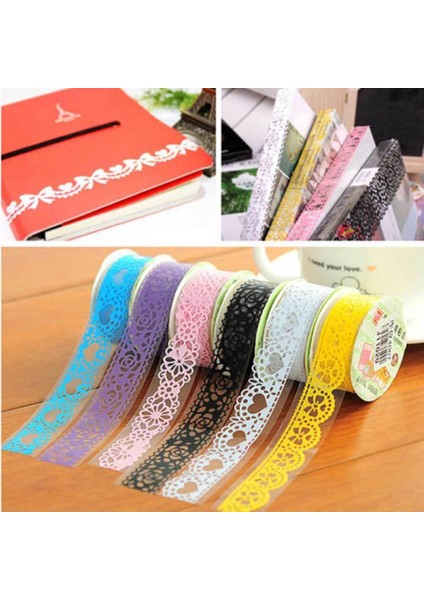 Siyah Stil mm Dıy Şeker Renk Washi Dantel Bant Etiket Rulo Dekoratif Scrapbooking Kağıt Maskeleme Bandı Kendinden Yapışkanlı Süsleme Bandı (Yurt Dışından) fırsatları