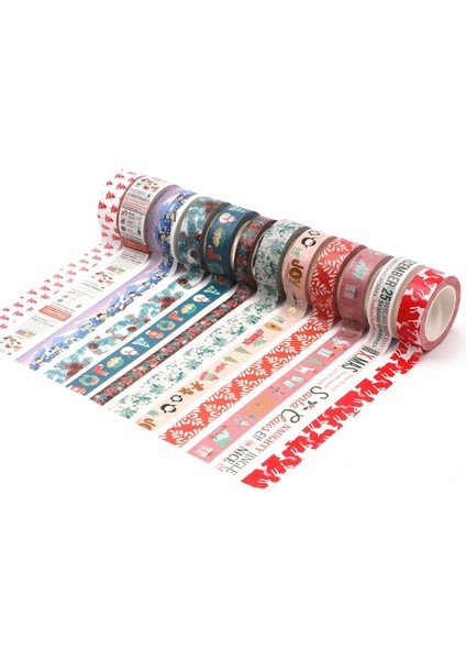 No.10 Tarzı Merry Christmas Folyo Maskeleme Washi Bant Dekoratif Yapışkan Bant Decora Diy Scrapbooking Sticker Etiket Kırtasiye (Yurt Dışından) modelleri