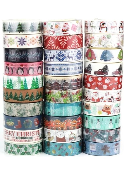 NO.1006 Stili Yeni M Sevimli Kutup Ayısı Penguen Kar Tanesi Ren Geyiği Kırmızı Kamyon Noel Washi Bant Seti Yapışkan Maskeleme Bandı Dekor Kırtasiye (Yurt Dışından) fiyatları