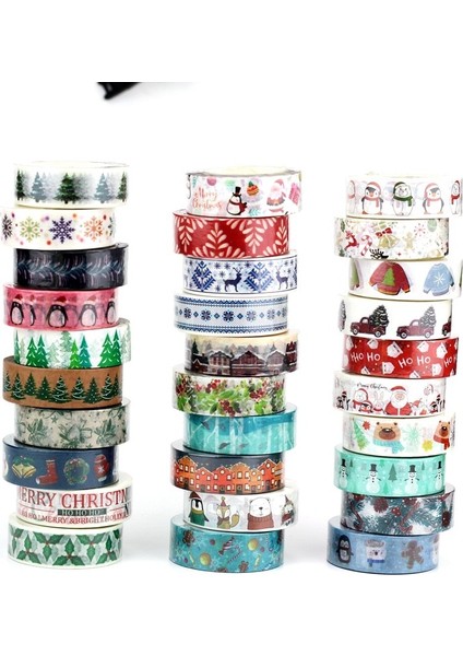 NO.1006 Stili Yeni M Sevimli Kutup Ayısı Penguen Kar Tanesi Ren Geyiği Kırmızı Kamyon Noel Washi Bant Seti Yapışkan Maskeleme Bandı Dekor Kırtasiye (Yurt Dışından) fırsatları