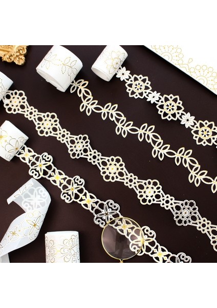 No.1 Tarzı 35 mm * 1 M Retro Hollow Dantel Bant Dekoratif Yapışkan Bant Altın Varak Maskeleme Washi Bant Dıy Scrapbooking Sticker Etiket Kırtasiye (Yurt Dışından)