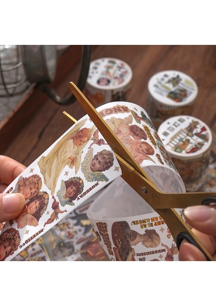 Bir Stil Retro Avrupa ve Amerika Melek Maskeleme Washi Bant Dekoratif Altın Yapışkan Bant Decora Diy Scrapbooking Sticker Etiket (Yurt Dışından) indirimleri