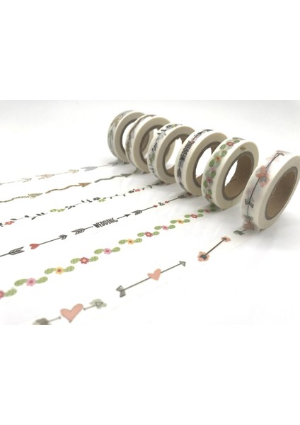 NO.1610 Tarzı S Beden Glitter Jiataihe Ince Washi Bant Ince Ok, Aşk, Cetvel, Küçük Çiçek Baskı Pirinç Bant Maskeleme Diy 1rolls Lot (Yurt Dışından) fırsatları