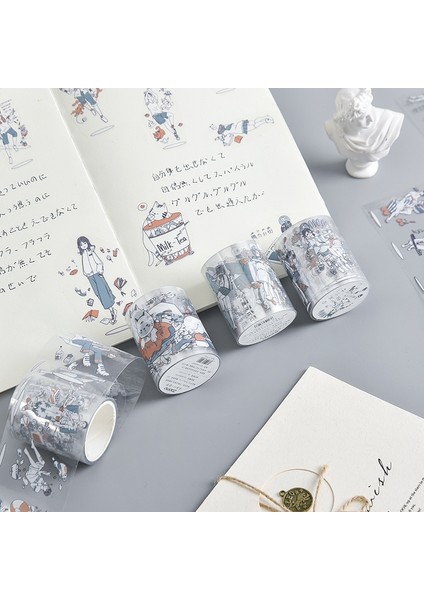 J Tarzı Sevimli Kız ve Erkek Günlük Pvc Şeffaf Maskeleme Washi Bant Dekoratif Yapışkan Bant Dekorasyon Diy Scrapbooking Sticker Etiket (Yurt Dışından) indirimleri