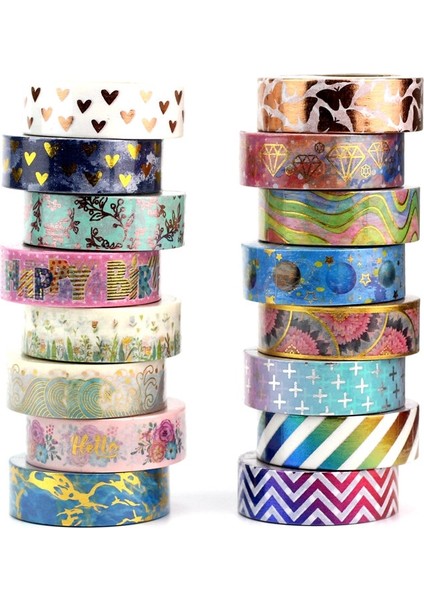 Numara. 188 Tarzı 10 M Sevimli Çapraz Yapraklar Kalpler Altın Varak Washi Bant Kağıt Scrapbooking Maskeleme Bandı Yapışkanlı Etiket Dekoratif Kırtasiye Bantları (Yurt Dışından)