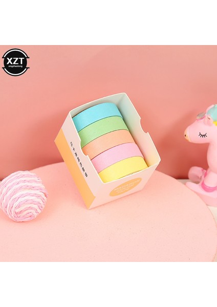 Macaron 4 Stili 5 Rulo Düz Renk Washi Bant Düzenleyici Dekoratif Maskeleme Bandı Seti Sevimli Scrapbooking Yapışkan Bant Okul Kırtasiye (Yurt Dışından)