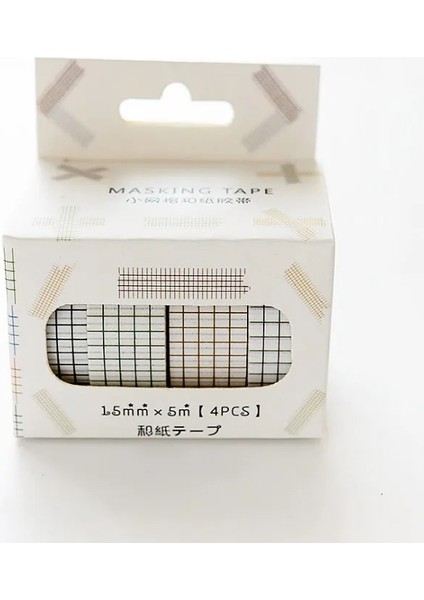 Izgara Stili 4 Rollslot Japon Washi Maskeleme Bandı Seti Izgara Şerit Nokta Kağıt Maskeleme Bantları Washi Bant Dıy Scrapbooking Sticker (Yurt Dışından)