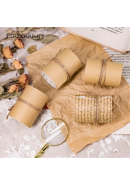 No.2 Tarzı Vintage Ingilizce Mektup Izgara Kraft Kağıt Washi Bant Fotoğraf Albümü Dıy Dekoratif Karalama Defteri Etiket Etiket Maskeleme Bantları Kırtasiye (Yurt Dışından) fırsatları