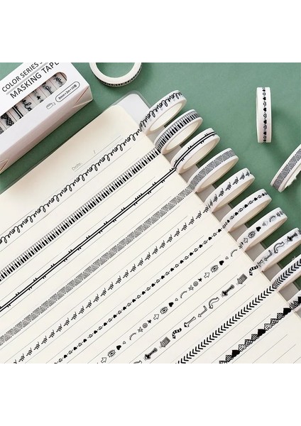 No.2 Tarzı Ack Temel Gökkuşağı El Washi Bant Seti Dıy Scrapbooking Etiket Etiket Maskeleme Bandı Okul Ofis Tedarik (Yurt Dışından)