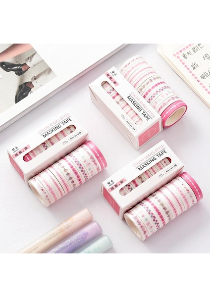 No.2 Tarzı Ack Temel Gökkuşağı El Washi Bant Seti Dıy Scrapbooking Etiket Etiket Maskeleme Bandı Okul Ofis Tedarik (Yurt Dışından) fırsatları