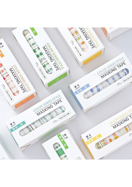 No.2 Tarzı Ack Temel Gökkuşağı El Washi Bant Seti Dıy Scrapbooking Etiket Etiket Maskeleme Bandı Okul Ofis Tedarik (Yurt Dışından) indirimleri