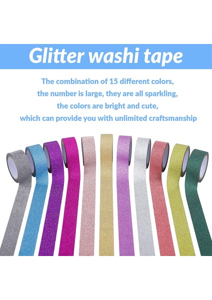 Altın Tarzı 10M Glitter Washi Bant Renkli Kırtasiye Scrapbooking Dekoratif Yapışkan Bantlar Dıy Renk Maskeleme Bandı Hediye Için Sparkle Bant (Yurt Dışından) fırsatları