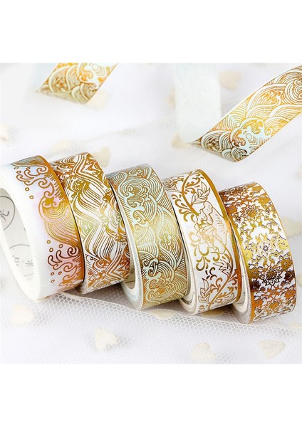 Bir Stil Maskeleme Washi Bant Altın Folyo Folyo Diy Craft Glitter Vinç Kağıt Yapışkan Yapıştırıcı Chinease Desen Kırtasiye Okul Malzemeleri (Yurt Dışından)