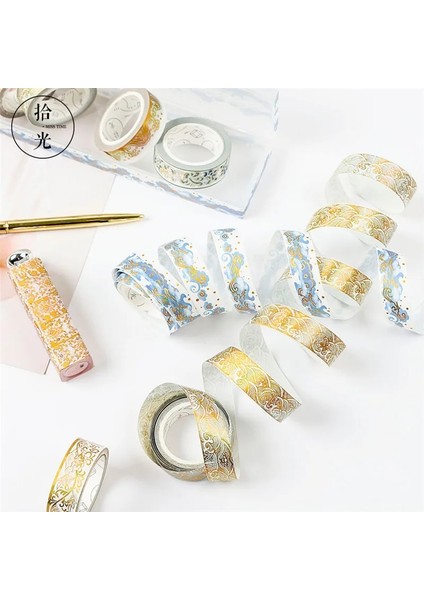 Bir Stil Maskeleme Washi Bant Altın Folyo Folyo Diy Craft Glitter Vinç Kağıt Yapışkan Yapıştırıcı Chinease Desen Kırtasiye Okul Malzemeleri (Yurt Dışından) fırsatları
