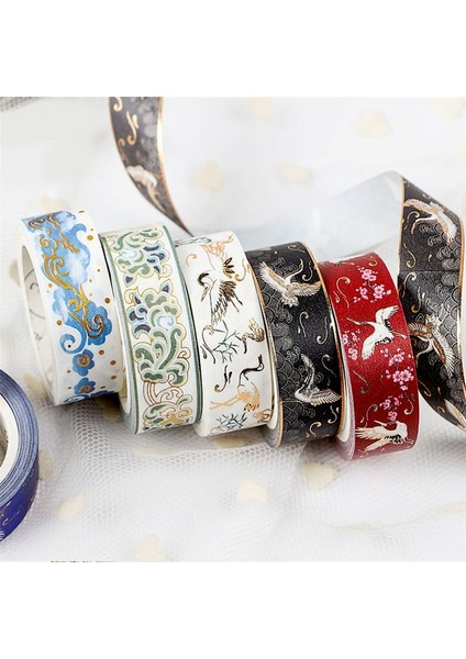 Bir Stil Maskeleme Washi Bant Altın Folyo Folyo Diy Craft Glitter Vinç Kağıt Yapışkan Yapıştırıcı Chinease Desen Kırtasiye Okul Malzemeleri (Yurt Dışından) indirimleri