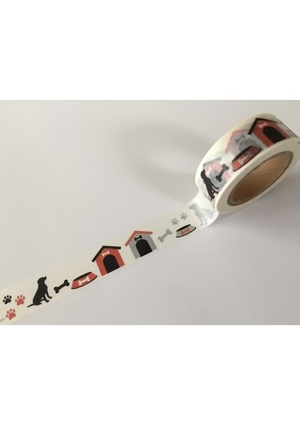 NO.761 Stili S Beden Aagu mm * 10M Sevimli Çiçek Washi Bant Köpek Albümü Karalama Defteri Yapışkan Bant Maskeleme Bandı (Yurt Dışından)