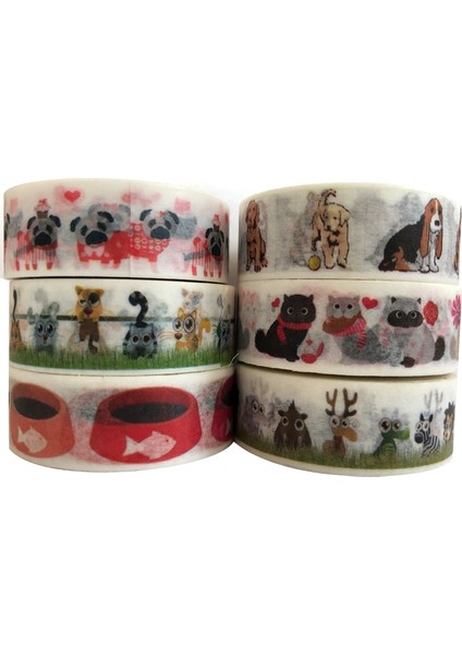 NO.761 Stili S Beden Aagu mm * 10M Sevimli Çiçek Washi Bant Köpek Albümü Karalama Defteri Yapışkan Bant Maskeleme Bandı (Yurt Dışından) fiyatları