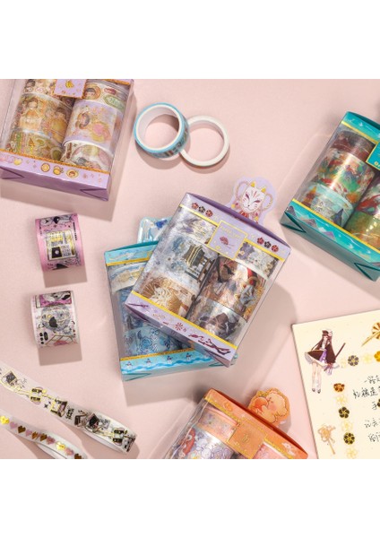 Scrapbooking Tarzı S Beden Washi Bant ve Altın Yaprak Kırtasiye Kawaii Scrapbooking Sevimli Çıkartmalar Maskeleme Bandı Retro Washitape Pet Adhesiva Decorativa (Yurt Dışından) fırsatları
