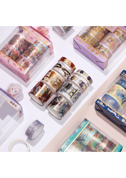 Scrapbooking Tarzı S Beden Washi Bant ve Altın Yaprak Kırtasiye Kawaii Scrapbooking Sevimli Çıkartmalar Maskeleme Bandı Retro Washitape Pet Adhesiva Decorativa (Yurt Dışından) indirimleri