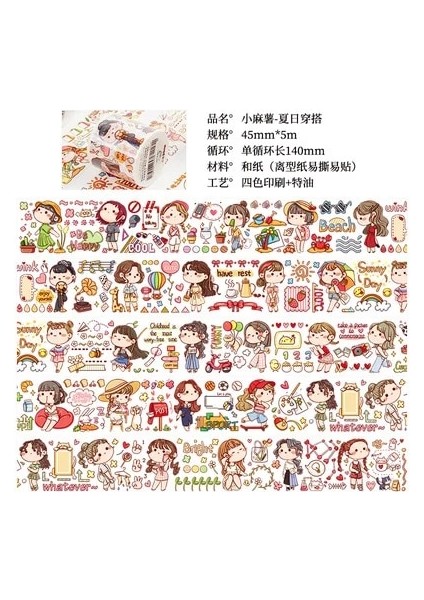 No.4 Tarzı 45MM * 5 M Kawaii Kızlar Günlük Maskeleme Washi Bant Dekoratif Yapışkan Bant Decora Diy Scrapbooking Sticker Etiket Kırtasiye (Yurt Dışından)