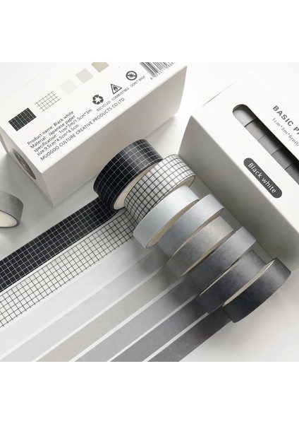 C Stili Washi Bant Seti Izgara Renkli Maskeleme Bandı Sanat ve El Sanatları Için Dekoratif Kağıt Bant Hediye Paketleme Scrapbooking Etiketleme (Yurt Dışından)