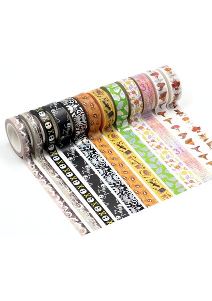 No.7 Tarzı Cadılar Bayramı Folyo Washi Bant Yarasa Iskeleti Yapışkan Bant Dıy Scrapbooking Etiket Etiket Maskeleme Bandı (Yurt Dışından)