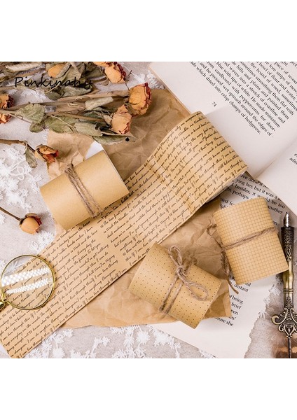 No.2 Tarzı Vintage Arka Plan Yazılabilir Bant Retro Kraft Kağıt Dekorasyon Washi Bant Dıy Günlüğü Scrapbooking Maskeleme Bandı Yapışkan Bantlar (Yurt Dışından) fırsatları