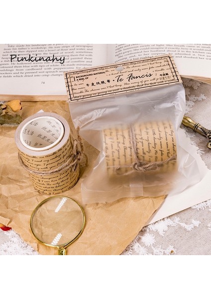 No.2 Tarzı Vintage Arka Plan Yazılabilir Bant Retro Kraft Kağıt Dekorasyon Washi Bant Dıy Günlüğü Scrapbooking Maskeleme Bandı Yapışkan Bantlar (Yurt Dışından) indirimleri