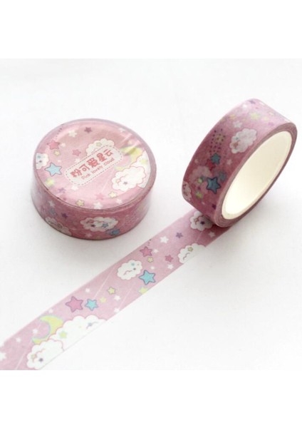 No.10 Tarzı 1.5 cm Geniş Güzel Pembe Unicorn Gökyüzü Karikatür Washi Bant Yapışkan Bant Dıy Scrapbooking Etiket Etiket Maskeleme Bandı (Yurt Dışından)