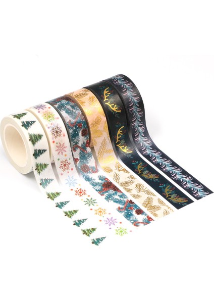 F173 Stili Yeni M Güllü Dekoratif Kafatası Kar Evi Cadılar Bayramı Noel Folyo Washi Bant Seti Planlayıcı Maskeleme Bandı Sevimli Kırtasiye (Yurt Dışından) fiyatları