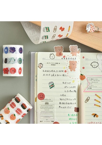 B Tarzı Kawaii Ifade Ayı Washi Bant Dekoratif Yapıştırıcı Nokta Maskeleme Bandı Çıkartmalar Scrapbooking Dıy Kırtasiye Bant Okul Malzemeleri (Yurt Dışından) fırsatları