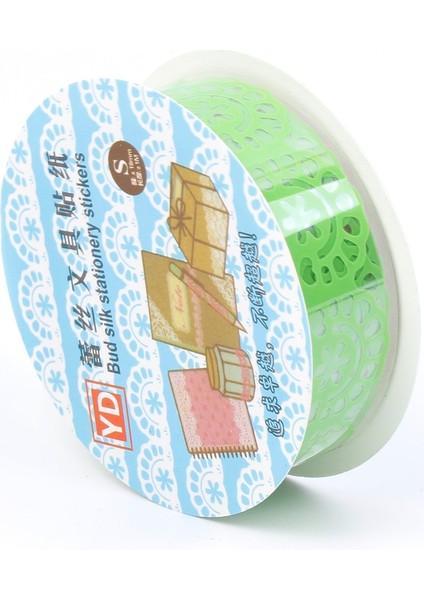 Yeşil Stil mm Dıy Şeker Renk Washi Dantel Bant Etiket Rulo Dekoratif Scrapbooking Kağıt Maskeleme Bandı Kendinden Yapışkanlı Süsleme Bandı (Yurt Dışından)