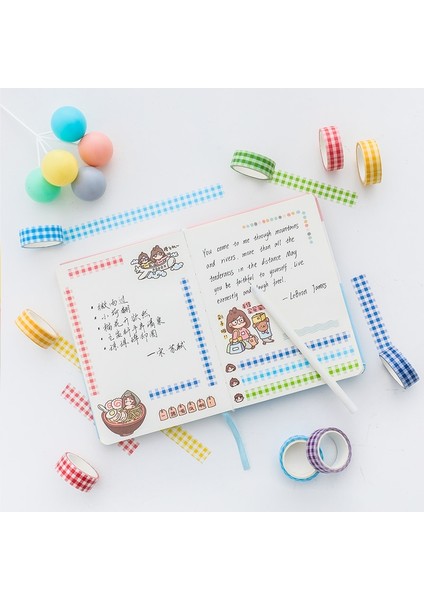 E Stili 1 Adet Sevimli Temel Izgara Dergisi Washi Maskeleme Bandı Basit Scrapbooking Dekoratif Malzemeleri Yapışkan Bant Etiket Etiket Kırtasiye (Yurt Dışından) indirimleri