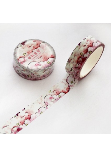 Suluboya Yıldızlı Stil Yaratıcı Güzel Kızın Kalbi Washi Bant Kawak Unicorn Gökyüzü Yapışkan Bant Dıy Scrapbooking Sticker Etiket Maskeleme Bandı (Yurt Dışından)